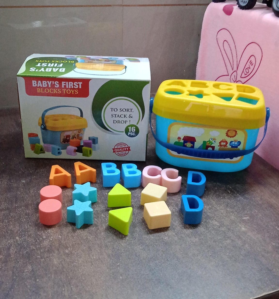Baby First Block Set for Kids Non-Toxic Abcd Geometric Shape Sorting & Stacking Toy (1 Set) thumbnail 8