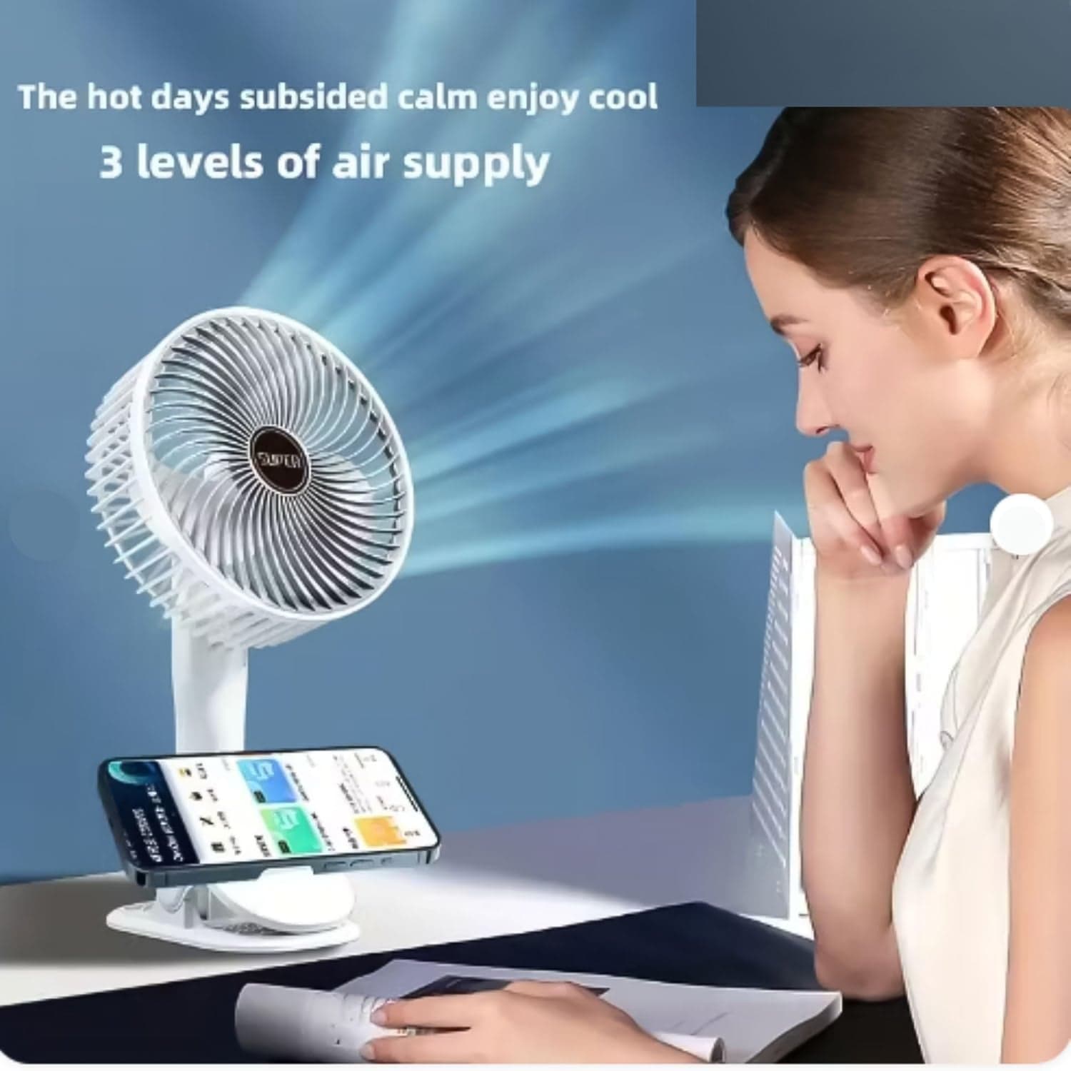 Multifunctional USB Desk Fan Clipped Fan (1 Pc / With Color Box) thumbnail 4