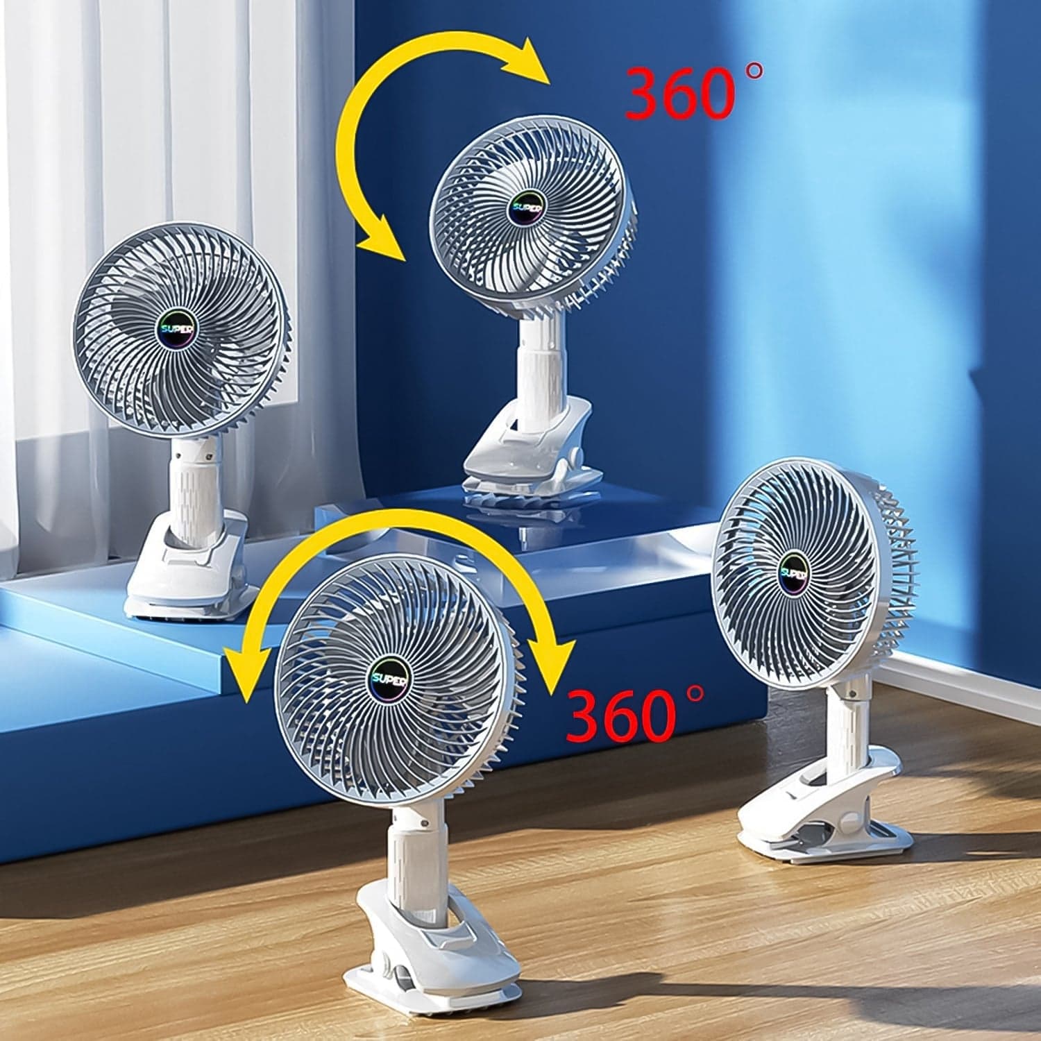 Multifunctional USB Desk Fan Clipped Fan (1 Pc / With Color Box) thumbnail 6