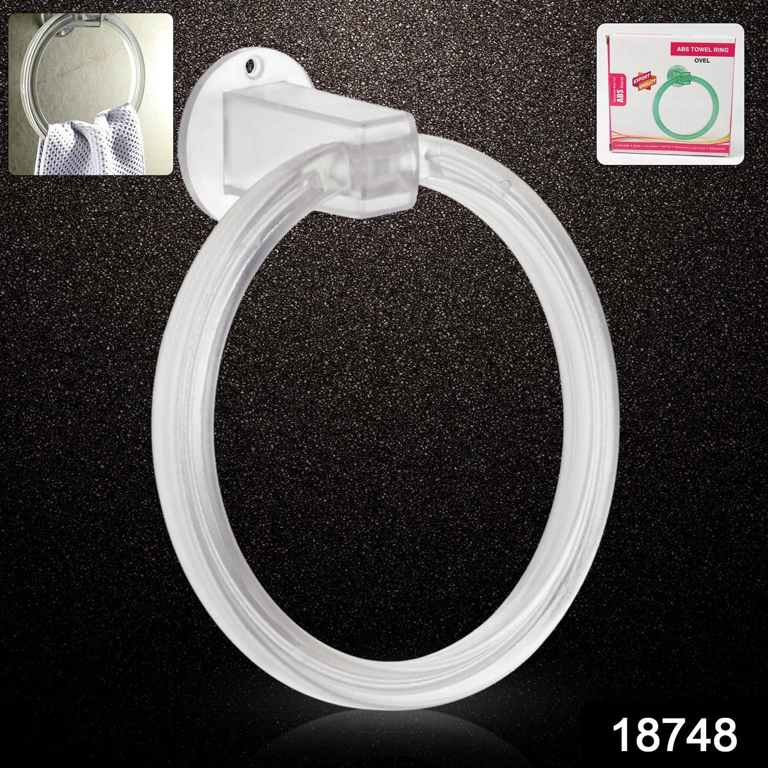 Unbreakable ABS Round Towel Ring Wall Mounted Stand / Holder (1 Pc) thumbnail 2