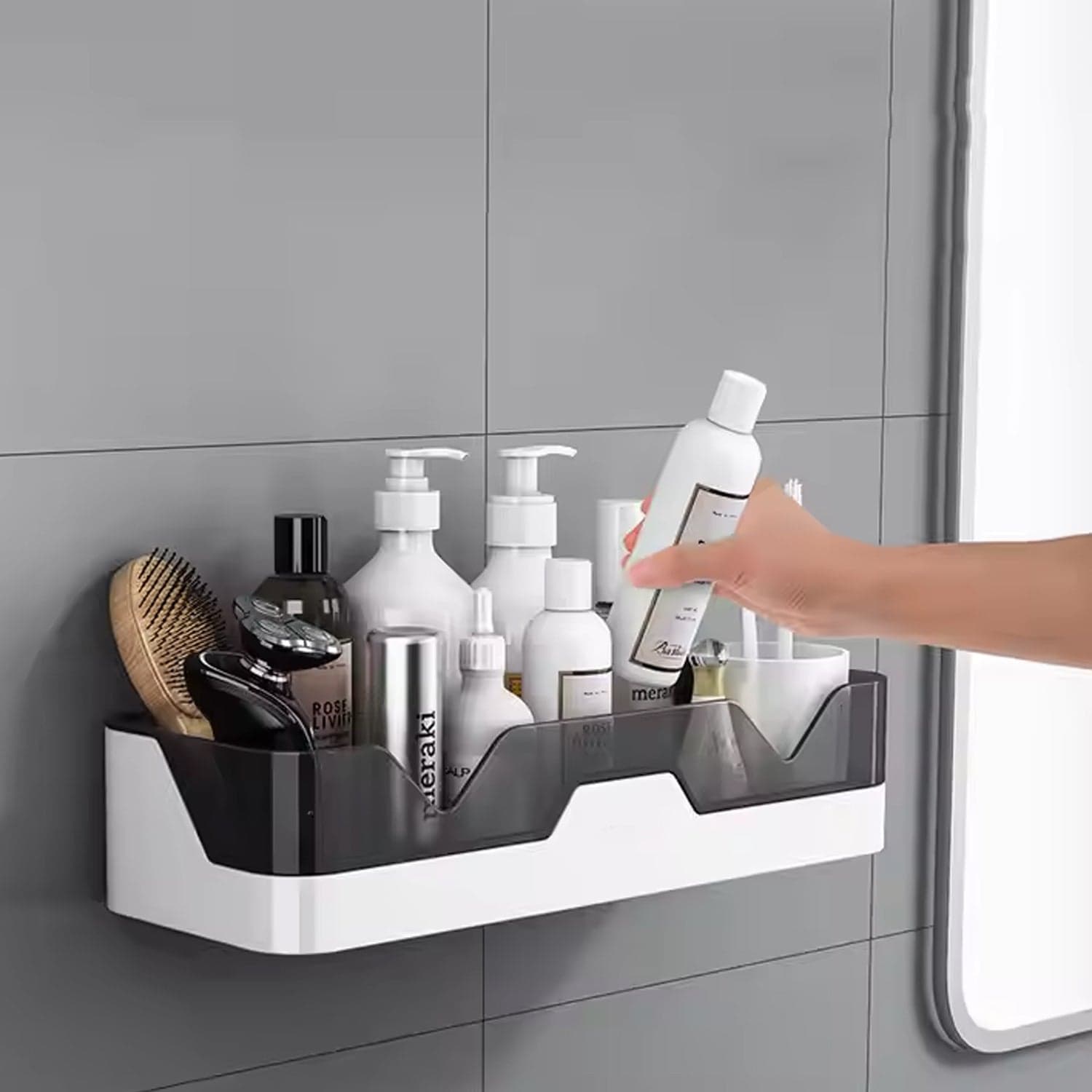 Wall Mounted Adhesive Bathroom Shower Caddy / Shelf / Plastic (1 Pc) thumbnail 6