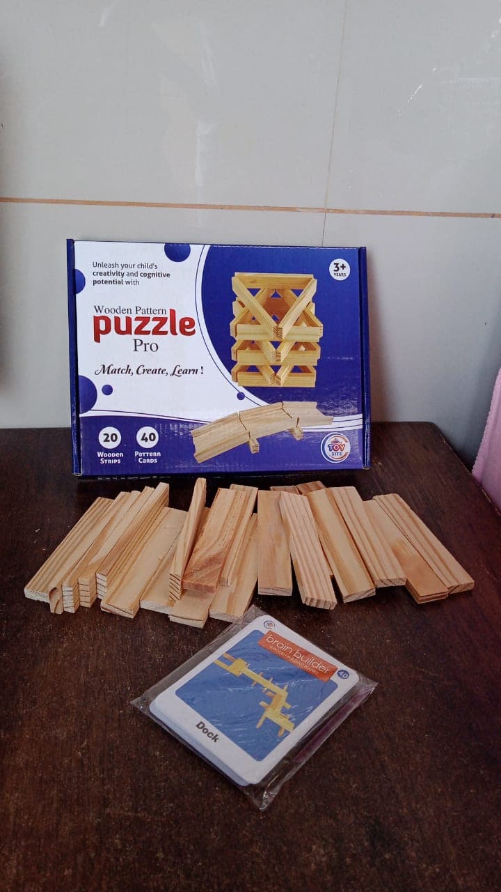 Wooden Pattern Brain Puzzles 20 Pcs Wooden Strips, 40 Pattern Cards (1 Set) thumbnail 7
