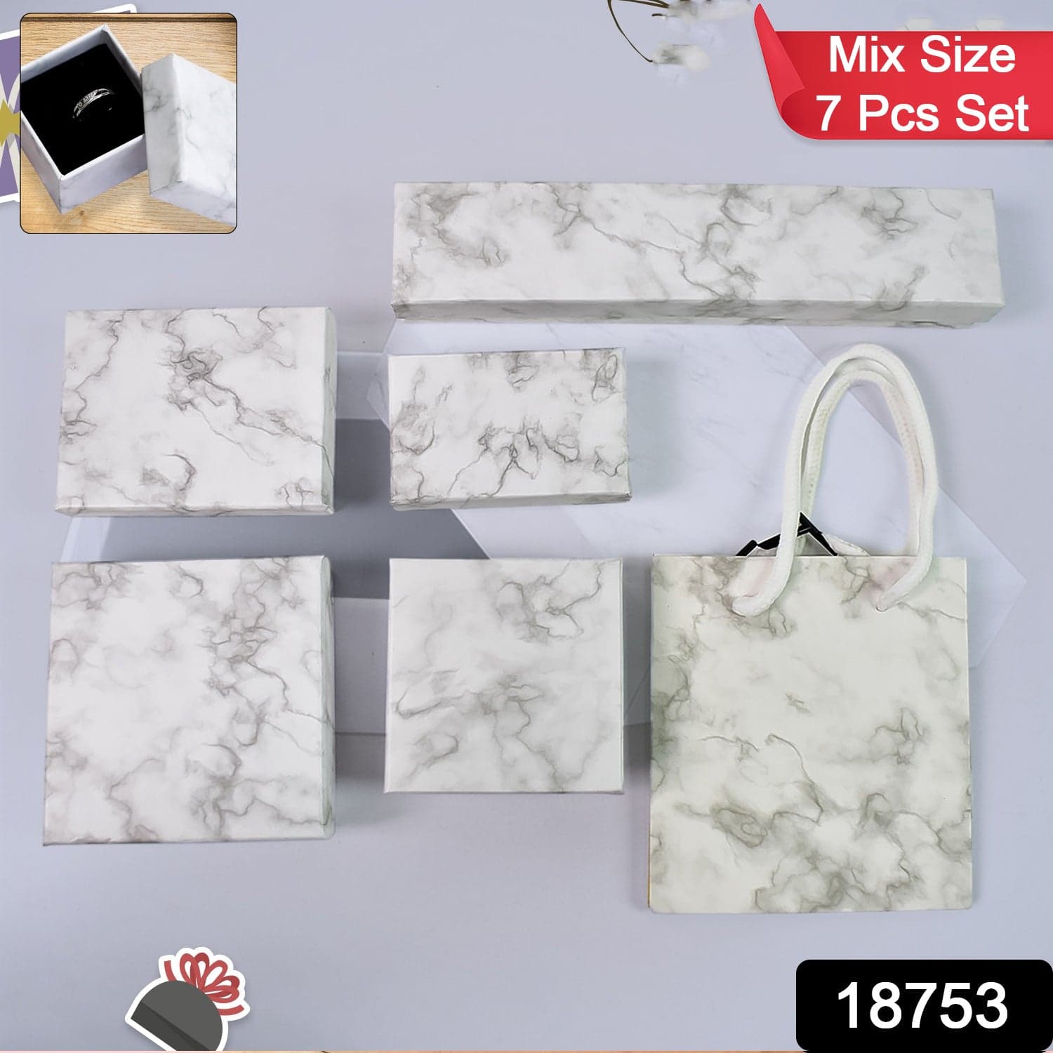 Cardboard Jewelry Boxes Gift Case Small Paper Jewelry Gift Boxes (7 Pcs Set / Mix Size) thumbnail 2