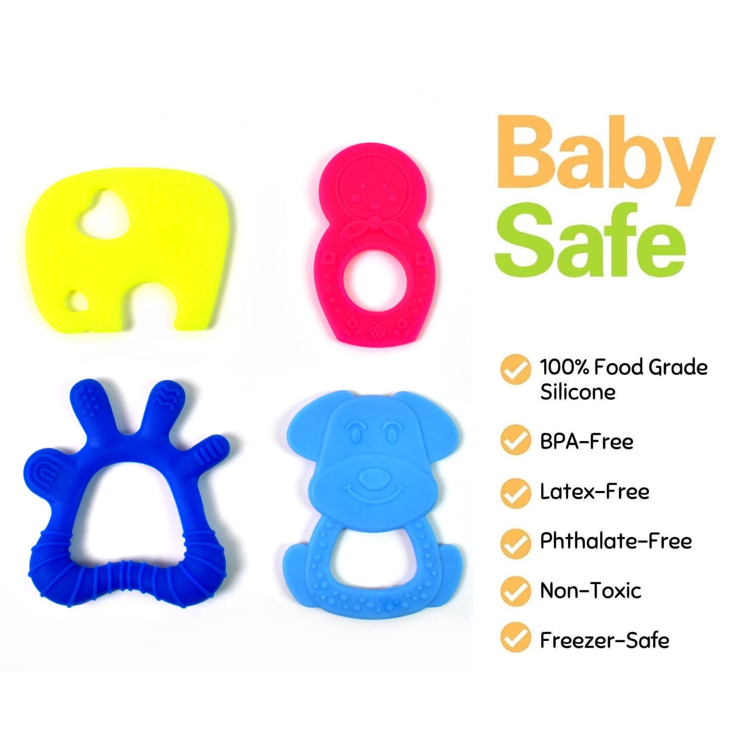 Silicone Baby Teether Pack of 1 (Mix Design & Color) thumbnail 6