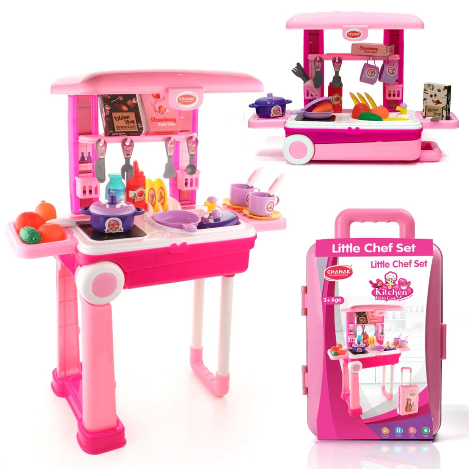 3-in-1 Kitchen Set for Kids with Suitcase of Role Play Cooking Toy for Girls & Boys (3+) thumbnail 1