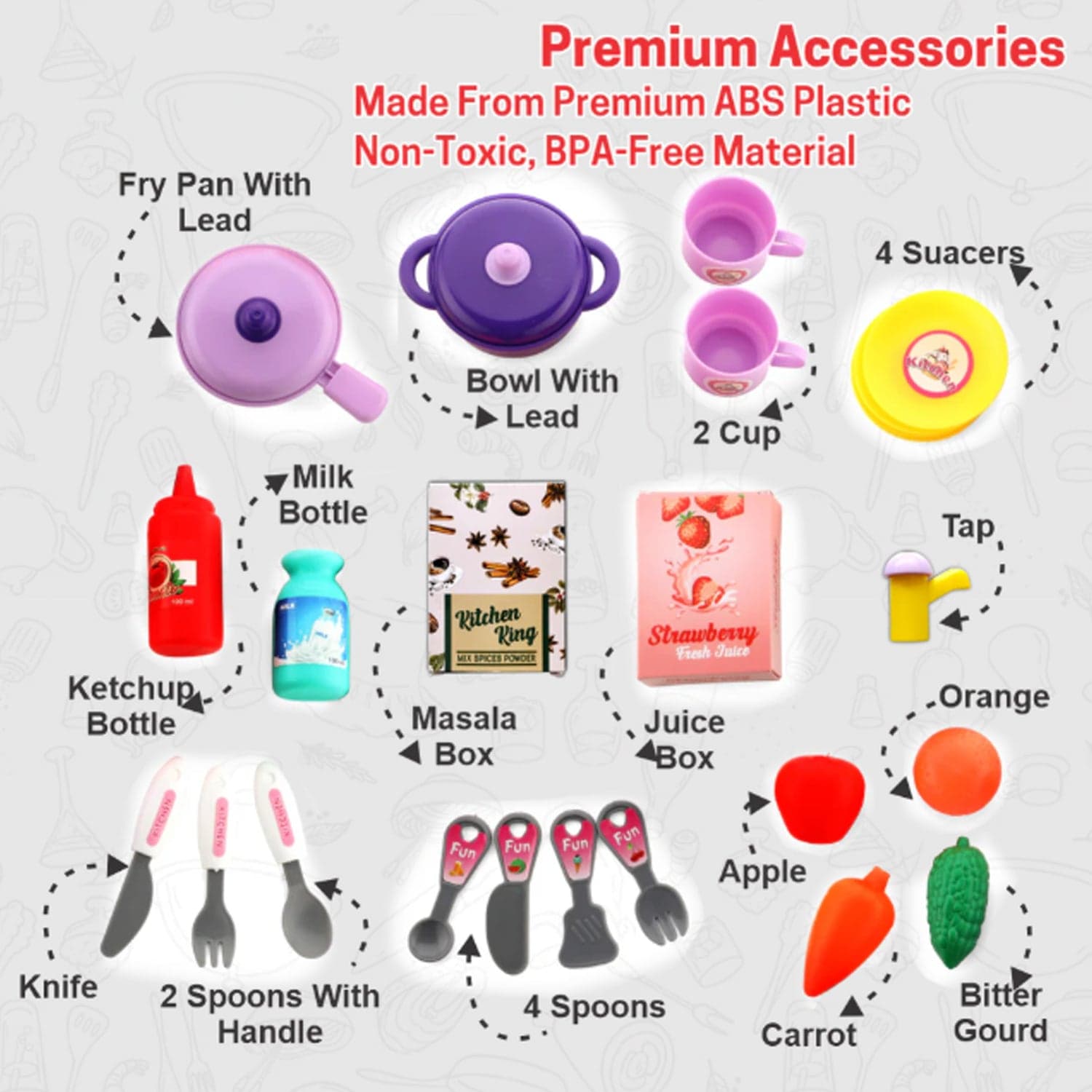 3-in-1 Kitchen Set for Kids with Suitcase of Role Play Cooking Toy for Girls & Boys (3+) thumbnail 3