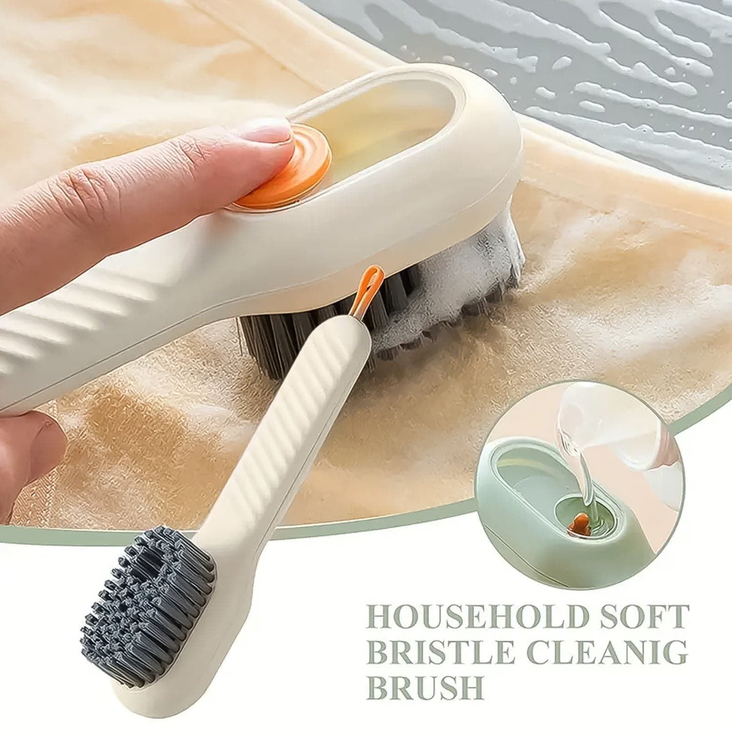 Cleaning Sponge Brush with Liquid / Soap Dispenser & With 4 Refill Brush Heads (1 Set) thumbnail 4