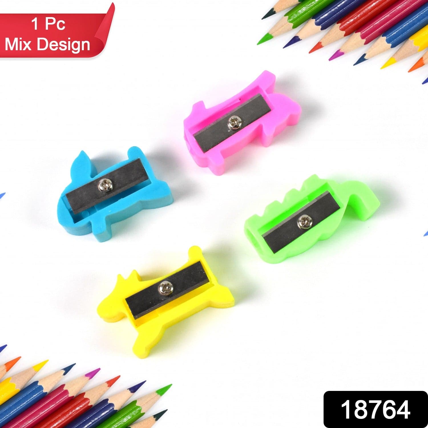 Plastic Small Cute Pencil Sharpener (1 Pc / Mix Design & Color) thumbnail 2