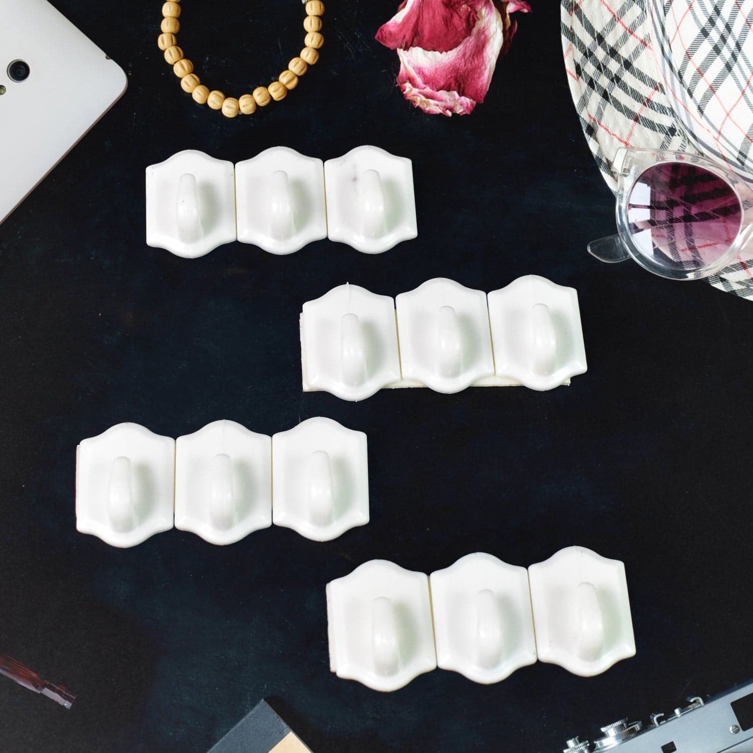 Small Adhesive Hooks for Wall Hanging Adhesive Hooks (12 pcs Set) thumbnail 4