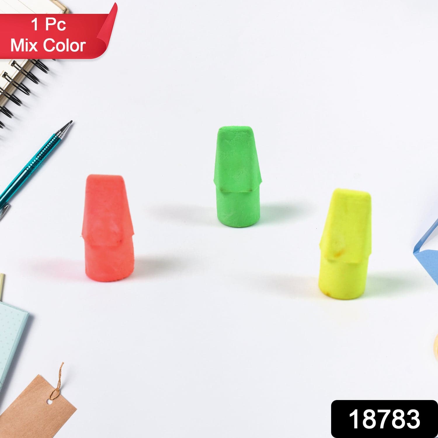Pencil Top Eraser Rubber Erasers (1 Pc / Mix Colour & Design) thumbnail 2