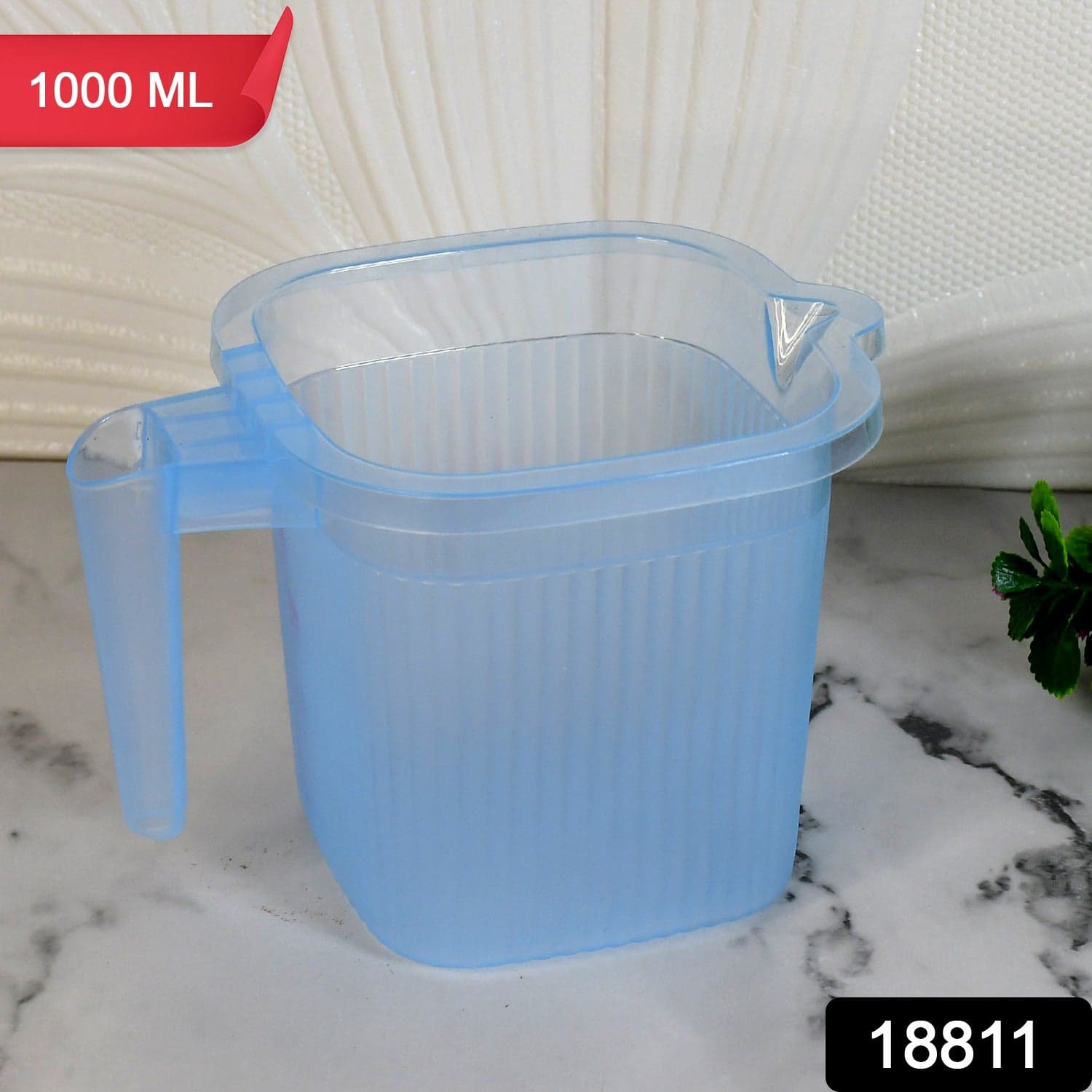 Plastic Square Transparent Bath Water Mug (1 Pc / 1000 ML / Mix Color) thumbnail 2