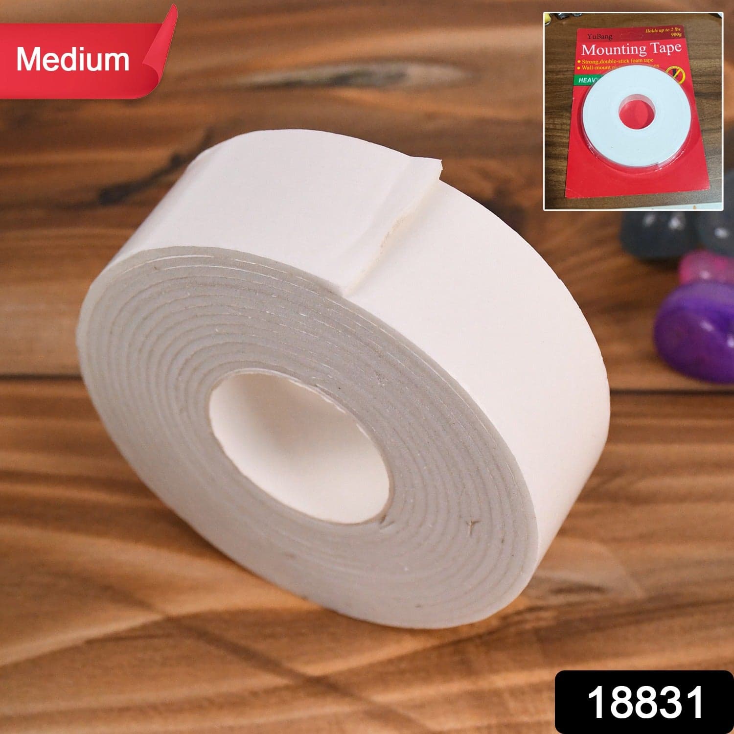 Medium Strong Double Sided Tape Foam Mounting Tape (1 Pc / Medium) thumbnail 2