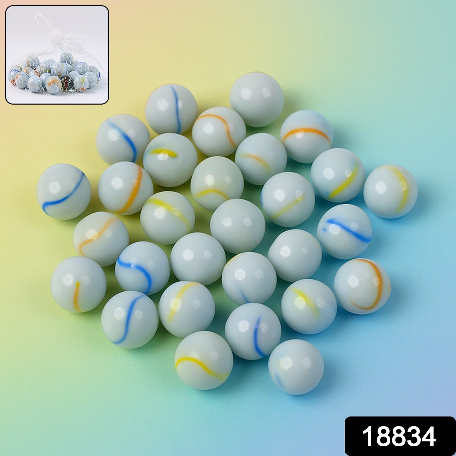 Classic Glass Marbles Pack Of Approx 30 Pc thumbnail 2