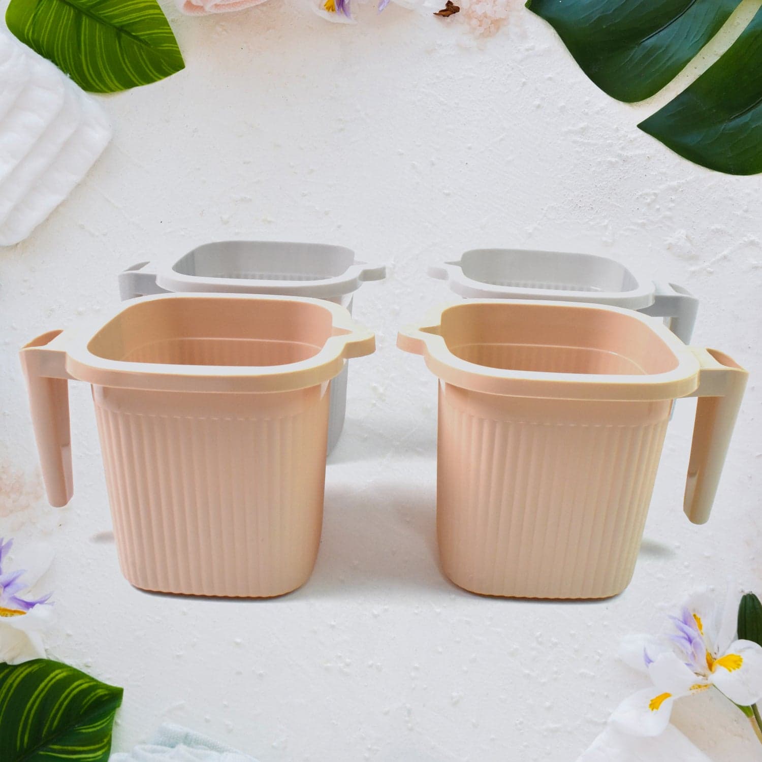 Plastic Square Bath Water Mug (4 Pc / 1000 ML / Mix Color) thumbnail 2