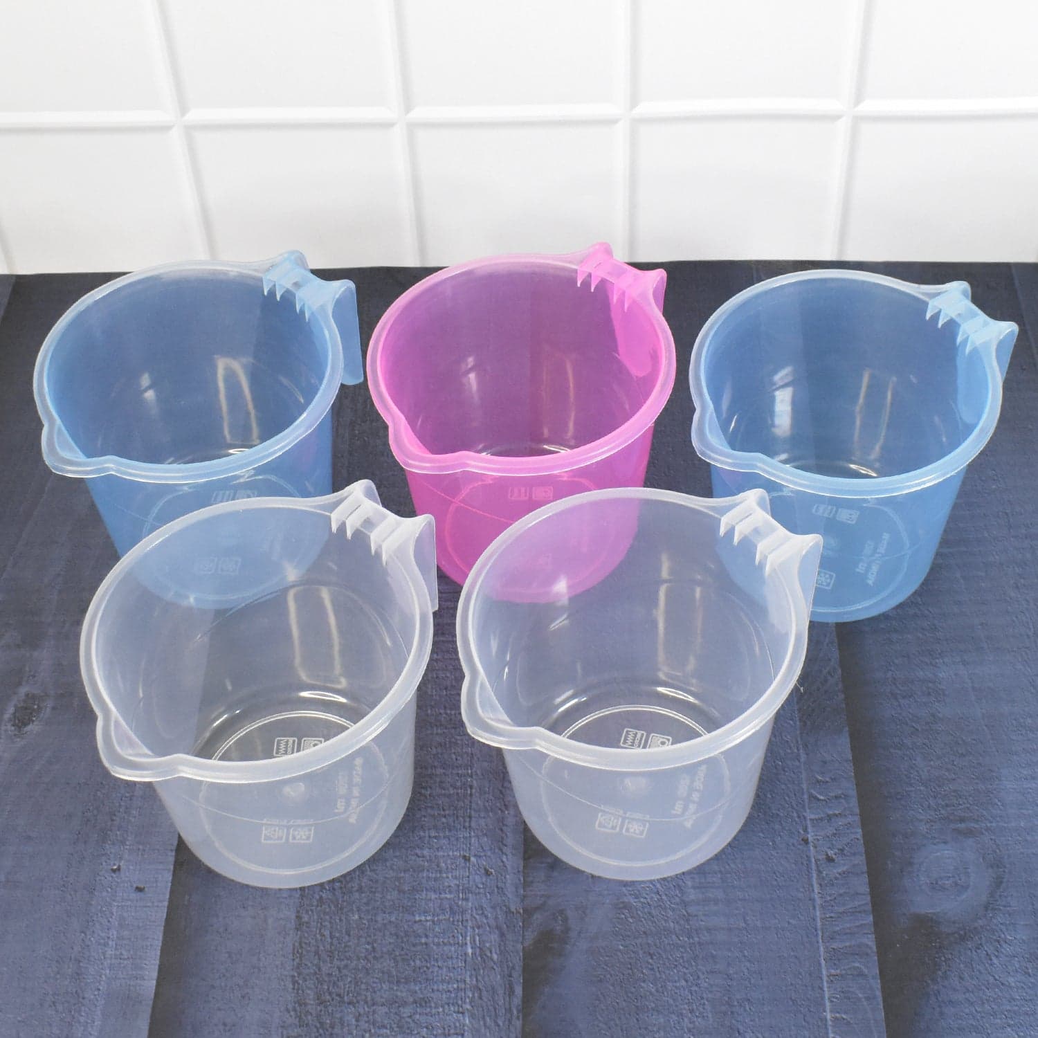 Plastic Round Transparent Bath Water Mug (5 pc / Mix colour / 1200 ML) thumbnail 3