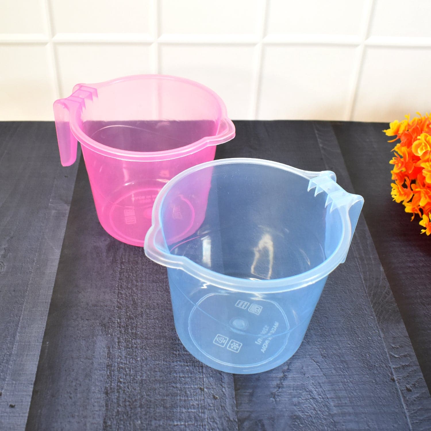 Plastic Round Transparent Bath Water Mug (5 pc / Mix colour / 1200 ML) thumbnail 6