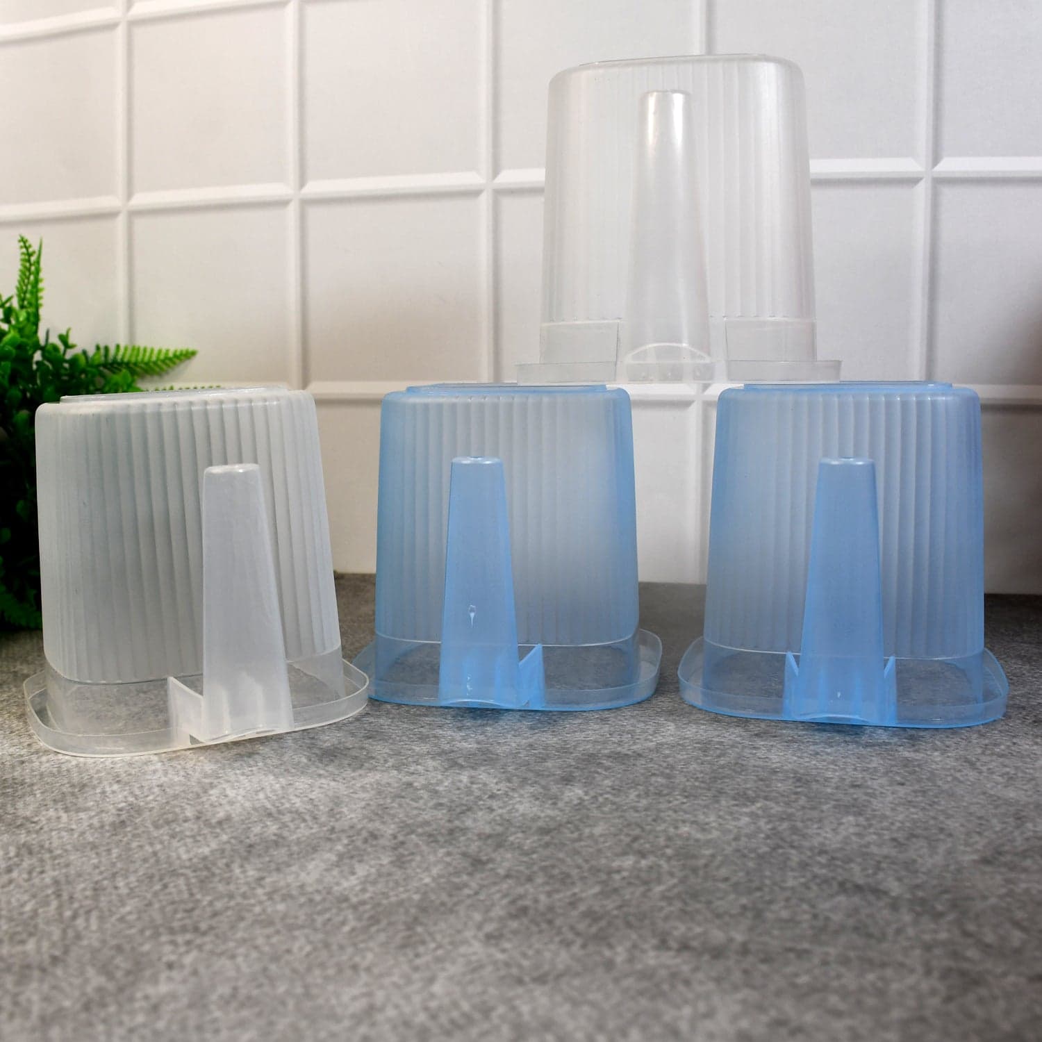 Plastic Transparent Bathroom Water Mug (4 pc / Mix colour / 1000 ML) thumbnail 6