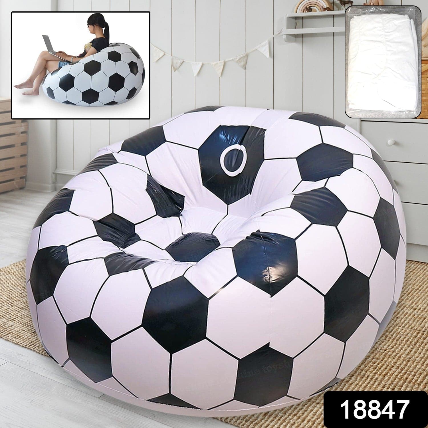 Foldable Sofa, Cartoon Style Inflatable Folding Chair, Ball Chair, Inflatable Sofa For Adults, Kids Size (110Cm X 80Cm) ID-18847 thumbnail 2