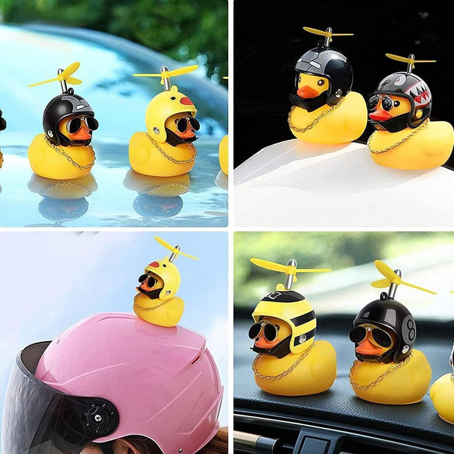 Beautiful Duck Car Ornaments Duck Bicycle Bell with Propeller Helmet (1 Pc / Mix Design) thumbnail 1