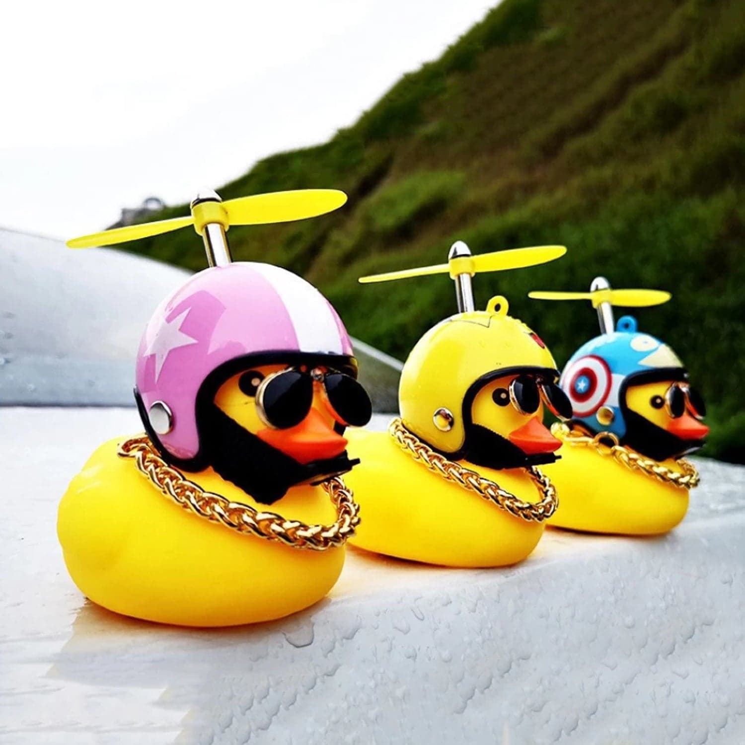 Beautiful Duck Car Ornaments Duck Bicycle Bell with Propeller Helmet (1 Pc / Mix Design) thumbnail 6