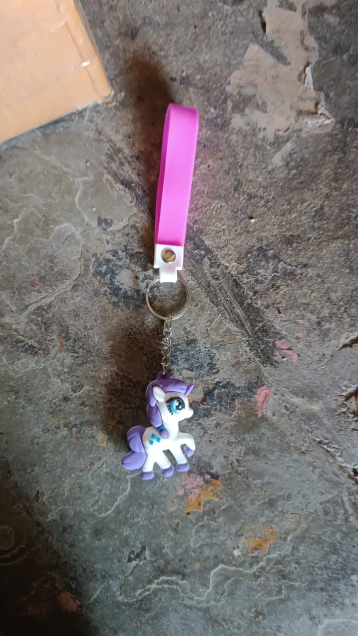 Cute Cartoon Unicorn Keychain with Silicone Strap (1 Pc / Mix design) thumbnail 2