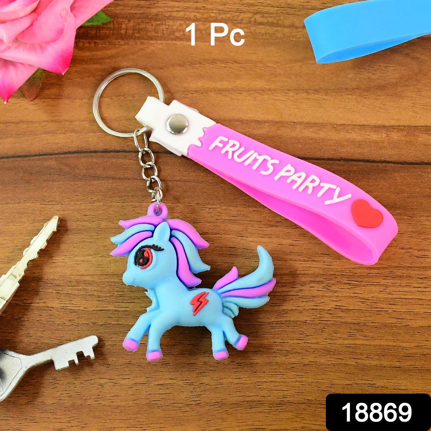 Cute Cartoon Unicorn Keychain with Silicone Strap (1 Pc / Mix design) thumbnail 3