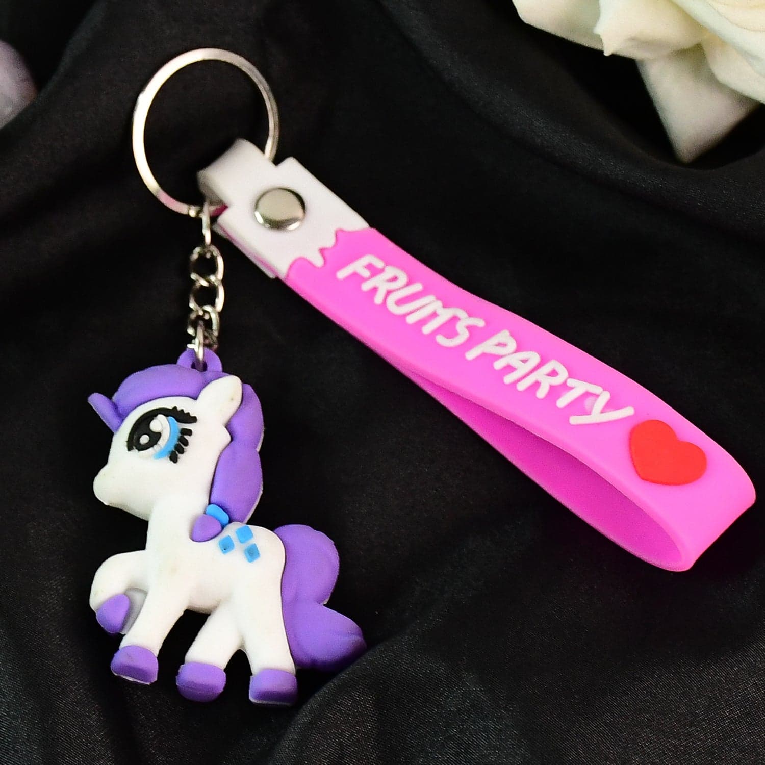Cute Cartoon Unicorn Keychain with Silicone Strap (1 Pc / Mix design) thumbnail 4