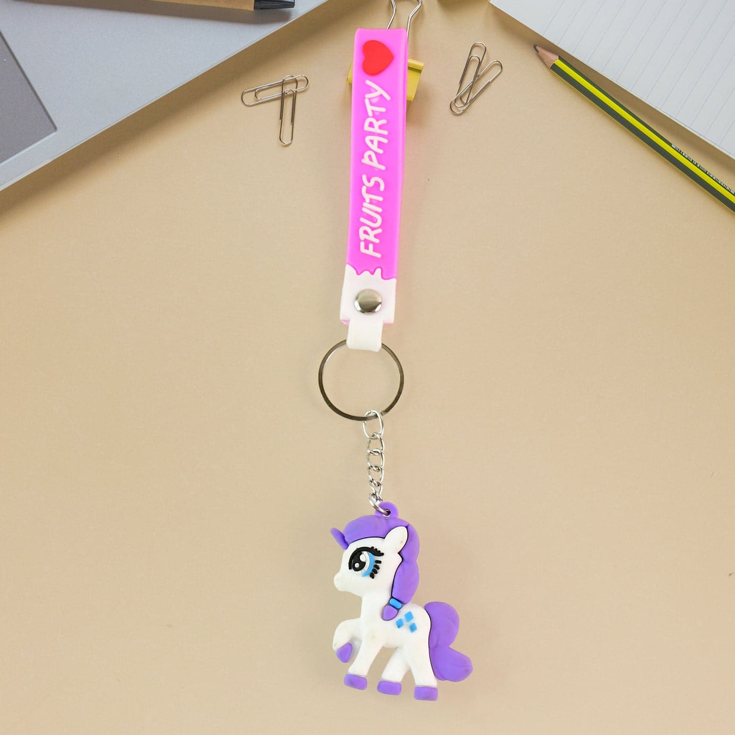 Cute Cartoon Unicorn Keychain with Silicone Strap (1 Pc / Mix design) thumbnail 5