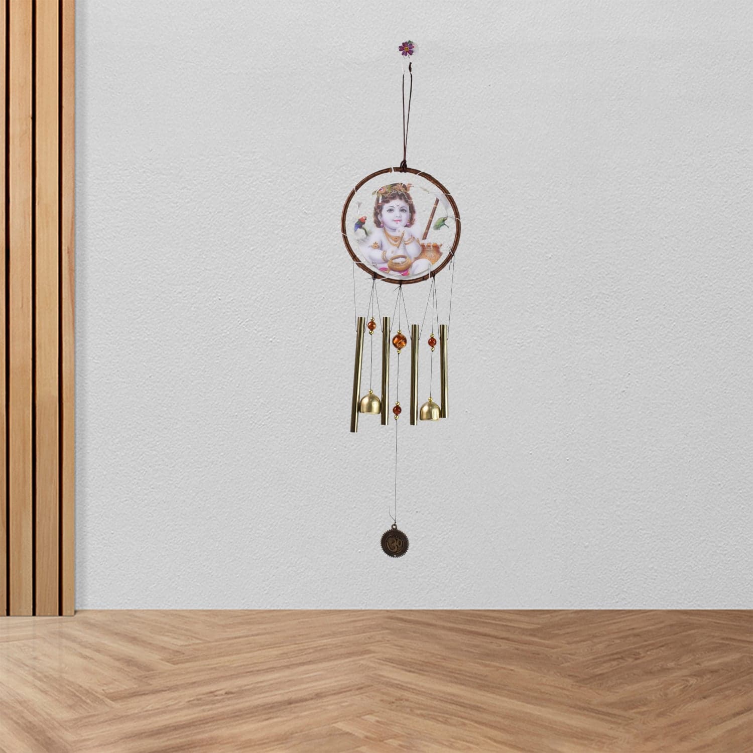 Krishna Medallion Dream Catcher Wind Chime Pendant Wall Hanging - Spiritual Home Decor thumbnail 4