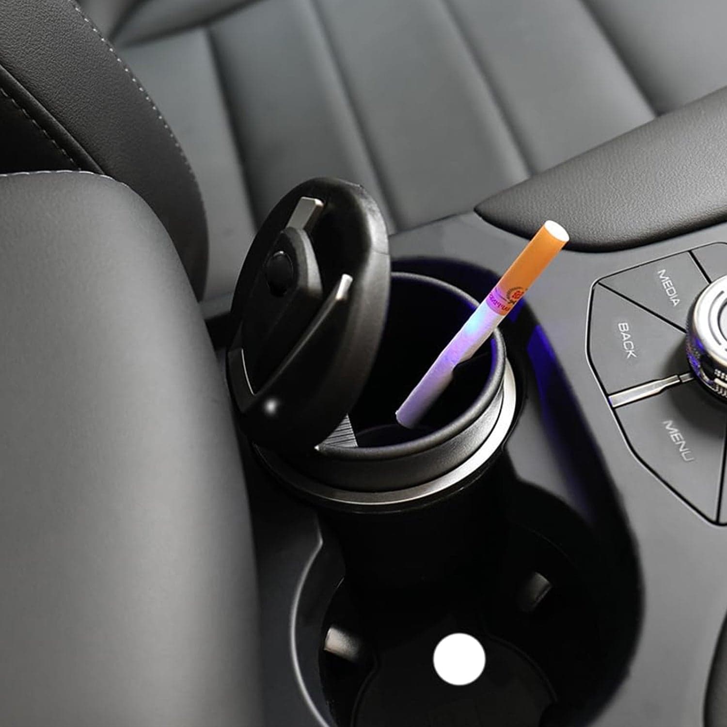 Portable Car Ashtray with Lid and Blue LED Light (1 Pc) thumbnail 1