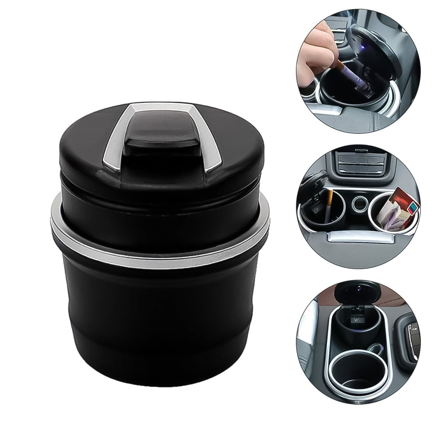Portable Car Ashtray with Lid and Blue LED Light (1 Pc / With Color Box) thumbnail 1