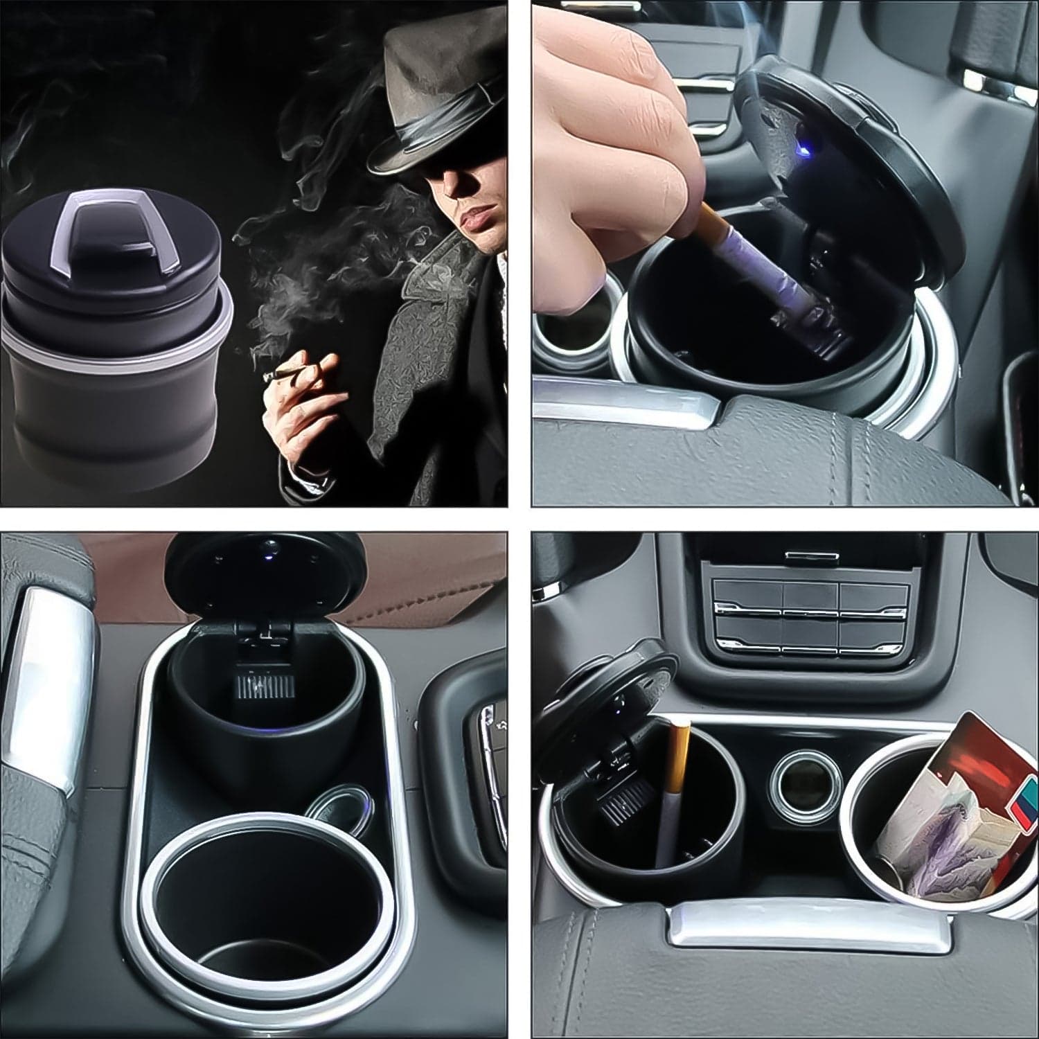 Portable Car Ashtray with Lid and Blue LED Light (1 Pc / With Color Box) thumbnail 4