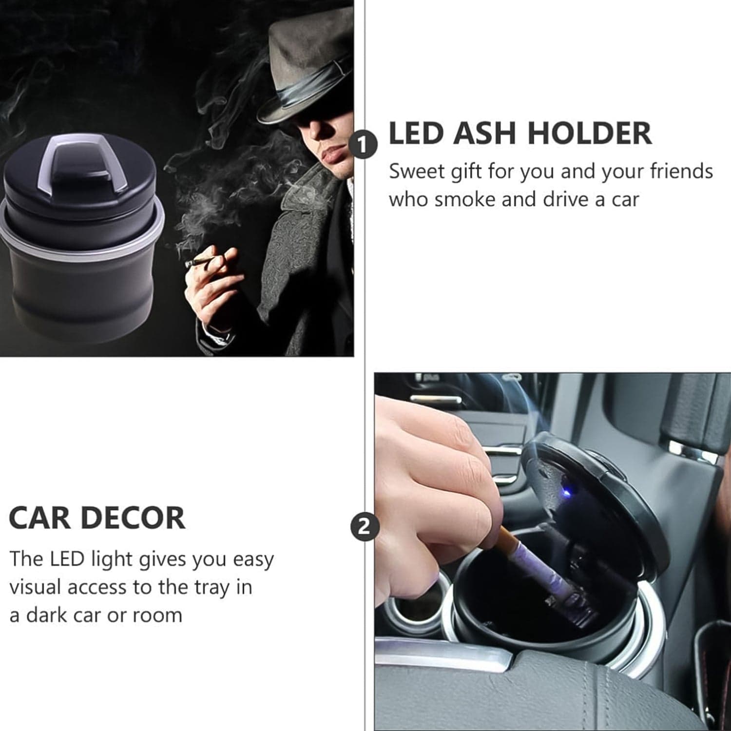 Portable Car Ashtray with Lid and Blue LED Light (1 Pc / With Color Box) thumbnail 6