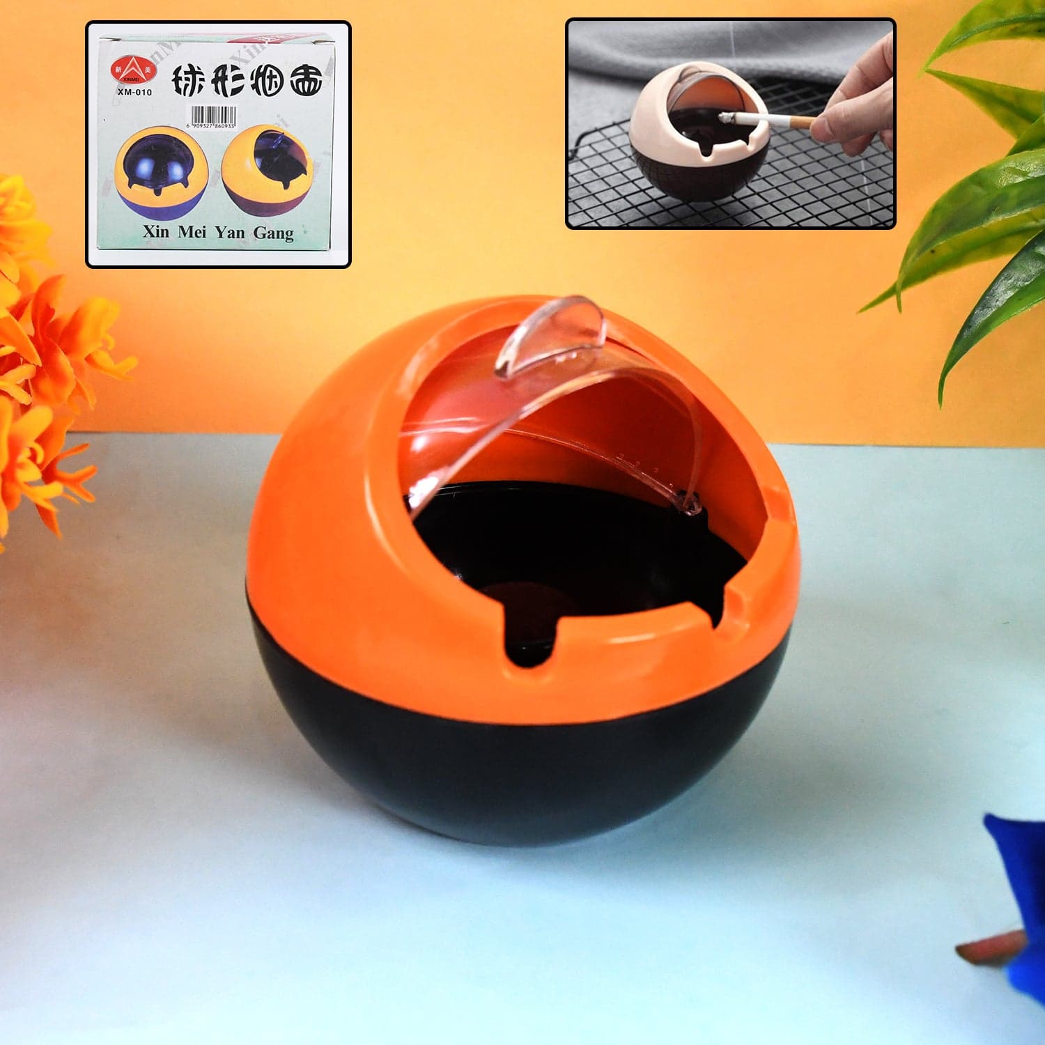 Ball Ashtray PP Plastic Windproof with Lid Indoor Outdoor Patio Car Portable Ashtray thumbnail 6