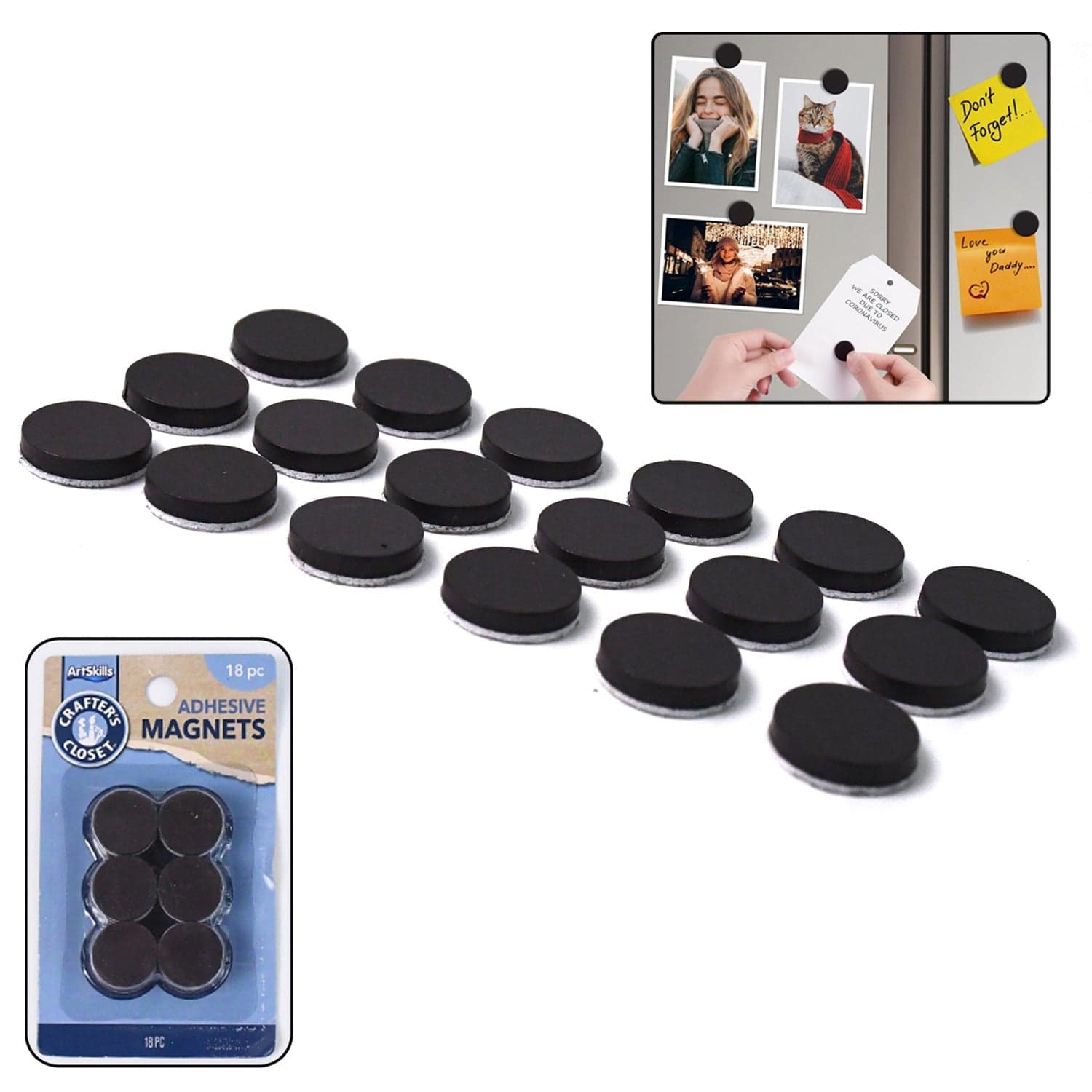 Magnets with Adhesive Backing Magnetic Tape Magnet Strips (18 Pcs Set) thumbnail 1
