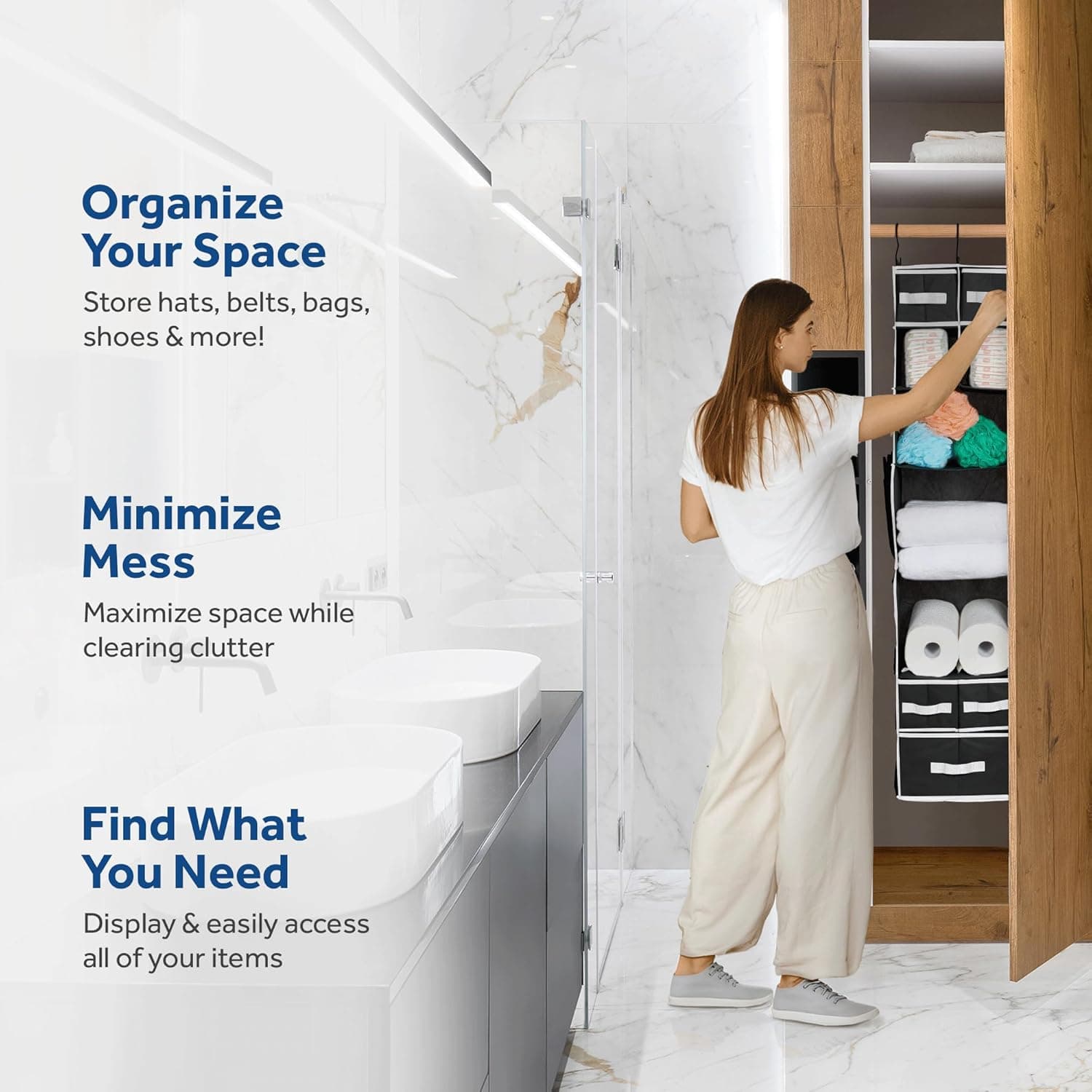9 Shelf Hanging Closet Organizer with 5 Drawer Organizers thumbnail 6