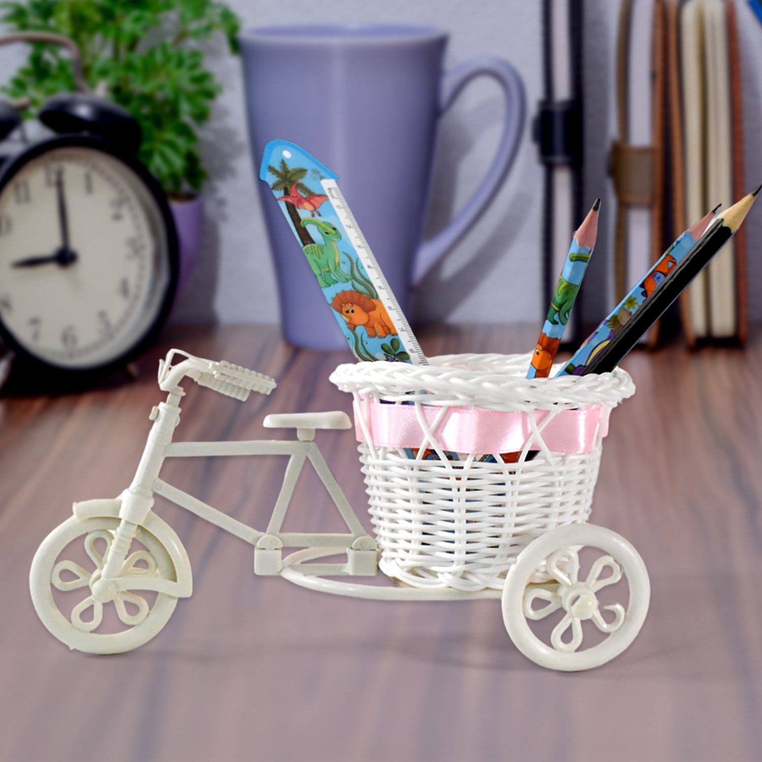 Plastic Cycle Flower Vases For Home Decor; Bicycle Flower Pot Stand (1 Pc) thumbnail 6