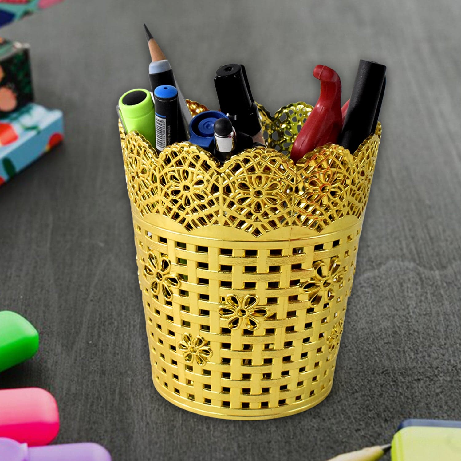 Pen holder Office Desk Metal Mesh Pen Stand (1 Pc) thumbnail 3