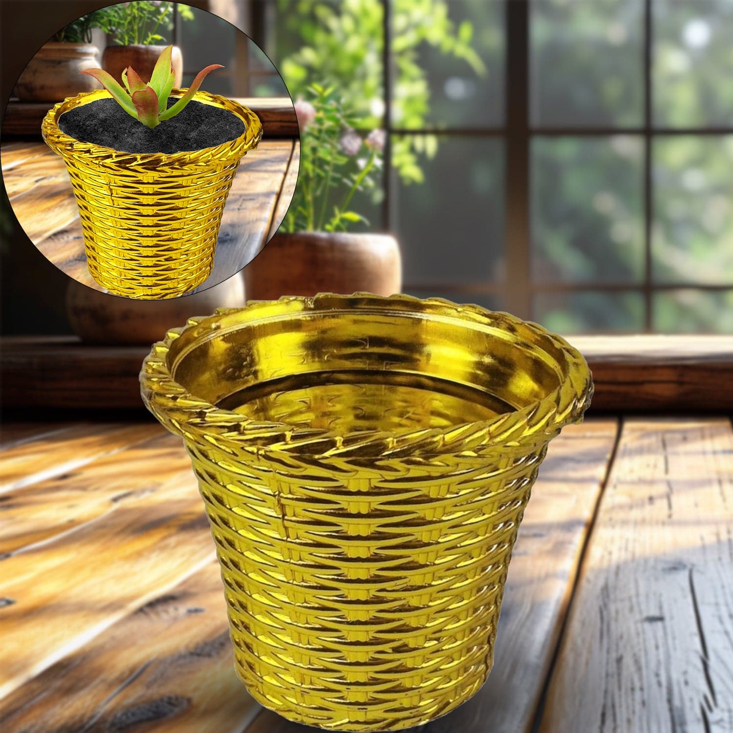 Plastic Flower Valencia (Pot) Home and Outdoor (1 Pc) thumbnail 4
