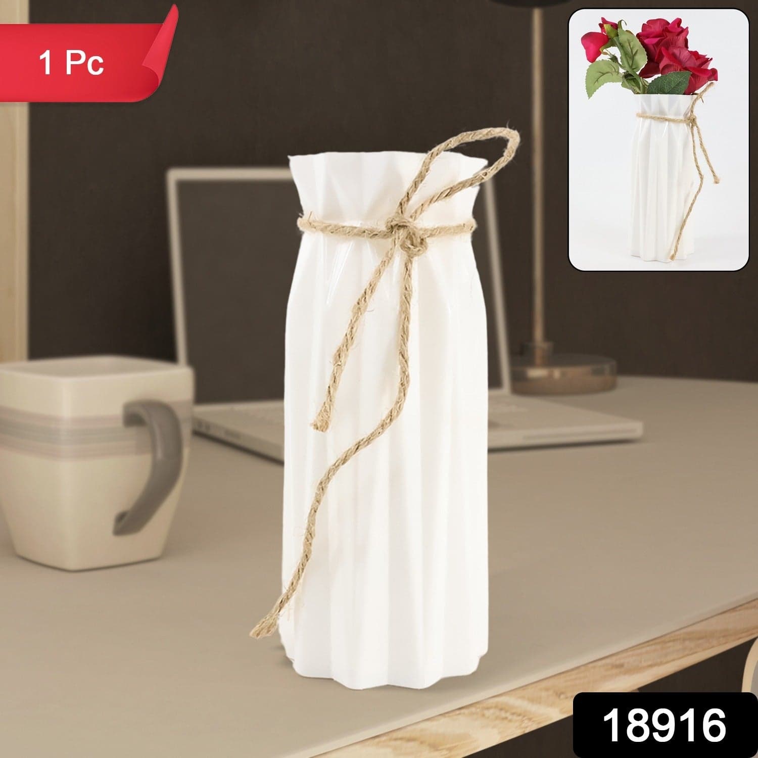 Plastic Vase / Pot - Elegant Design-Ideal Gift for Friends and Family (1 Pc) thumbnail 2
