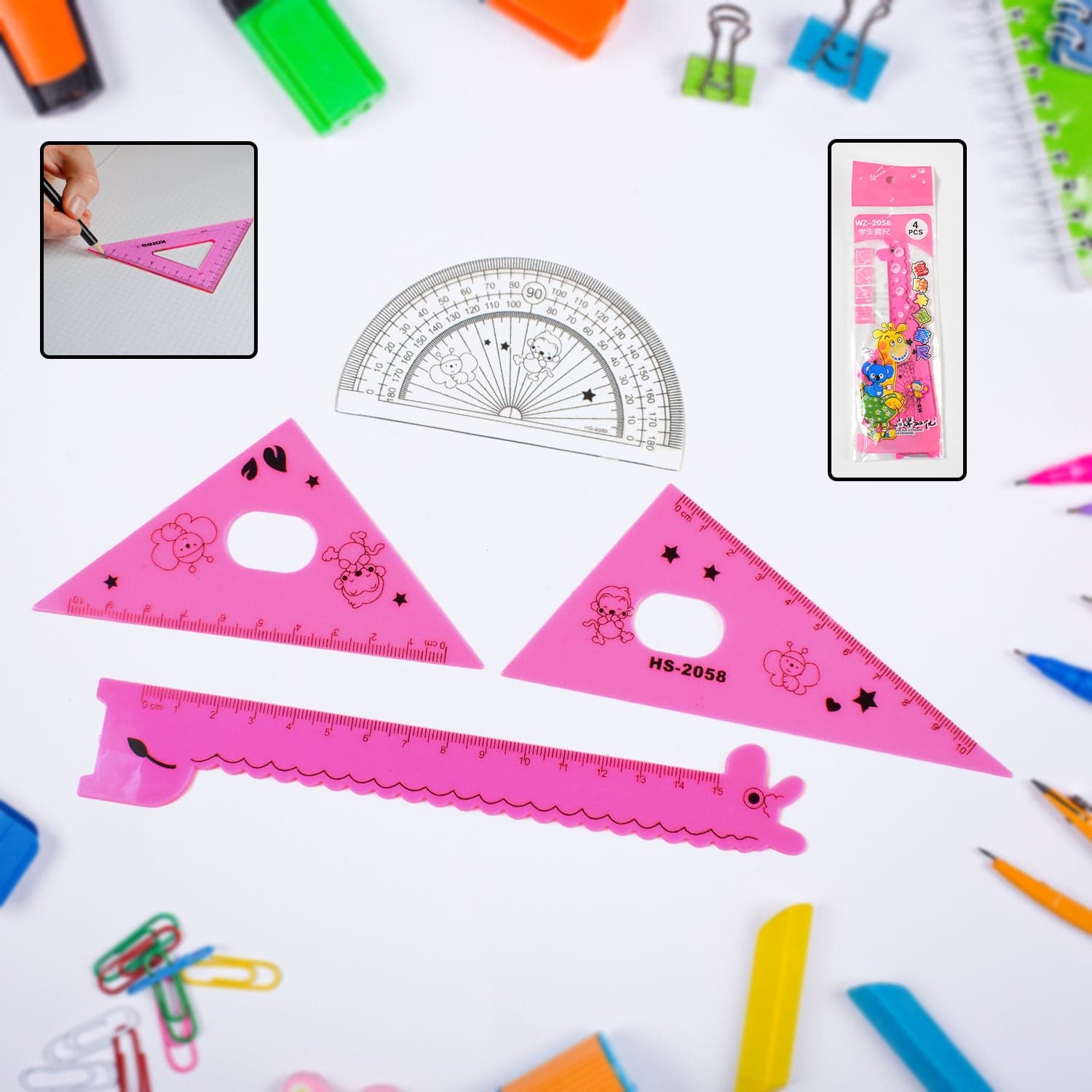 Cute Cartoon Giraffe Ruler / Scale Meter Ruler / Triangle Ruler (4 Pc Set) thumbnail 1