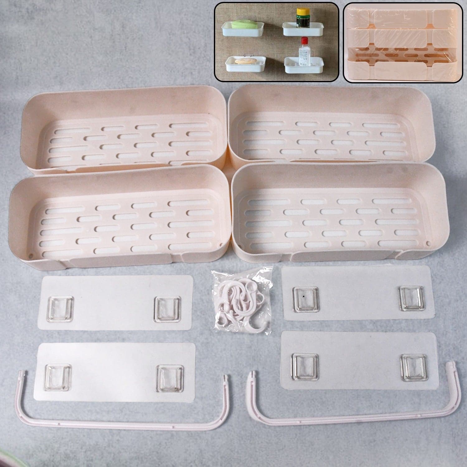 Multipurpose Kitchen Bathroom Wall Corner Shelf Rack (4 Pcs Set) thumbnail 1
