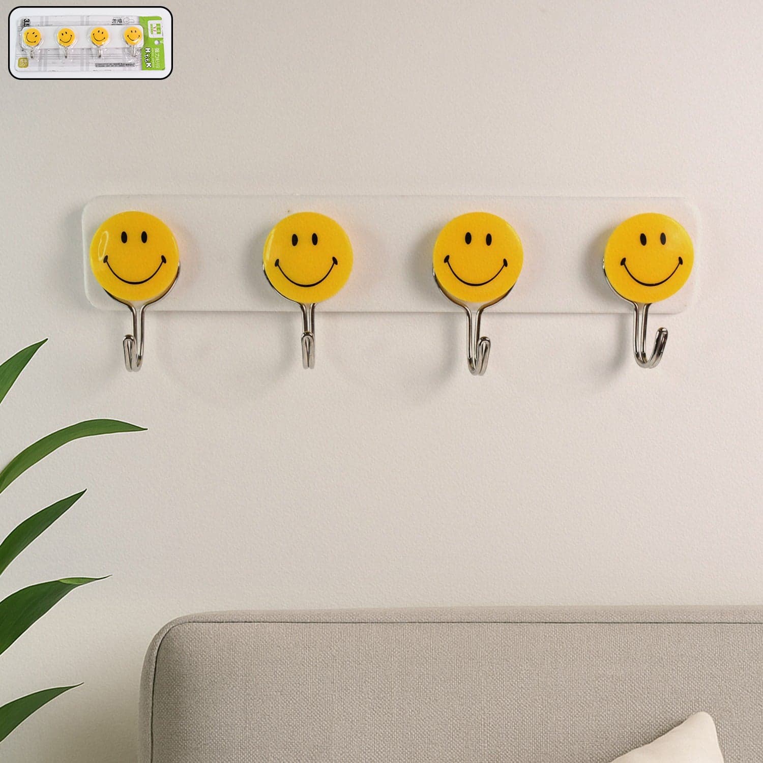 Multipurpose Self-Adhesive 4 hooks for wall Hook (1 Pc) thumbnail 1