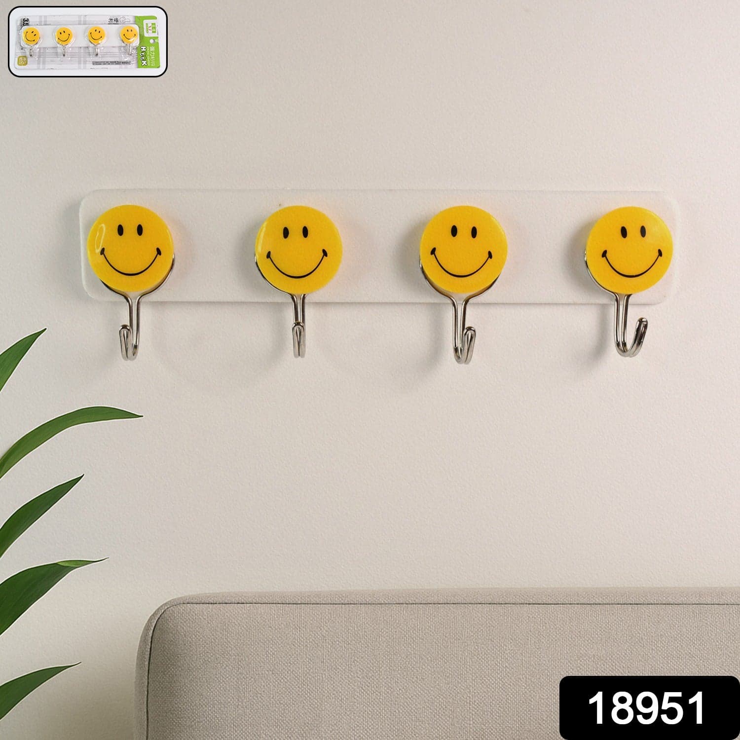 Multipurpose Self-Adhesive 4 hooks for wall Hook (1 Pc) thumbnail 2