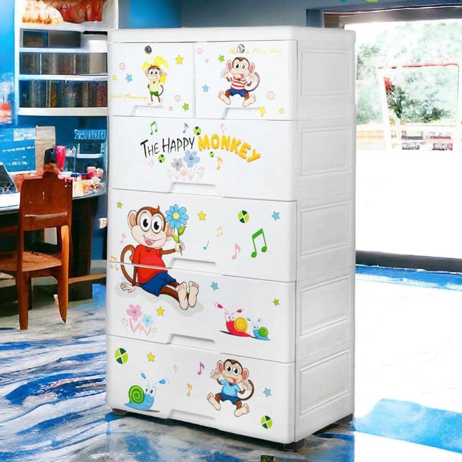Kid's Plastic Chest of 6 Drawers, Multi-Purpose Storage Organizer/Wardrobe for Kids thumbnail 1