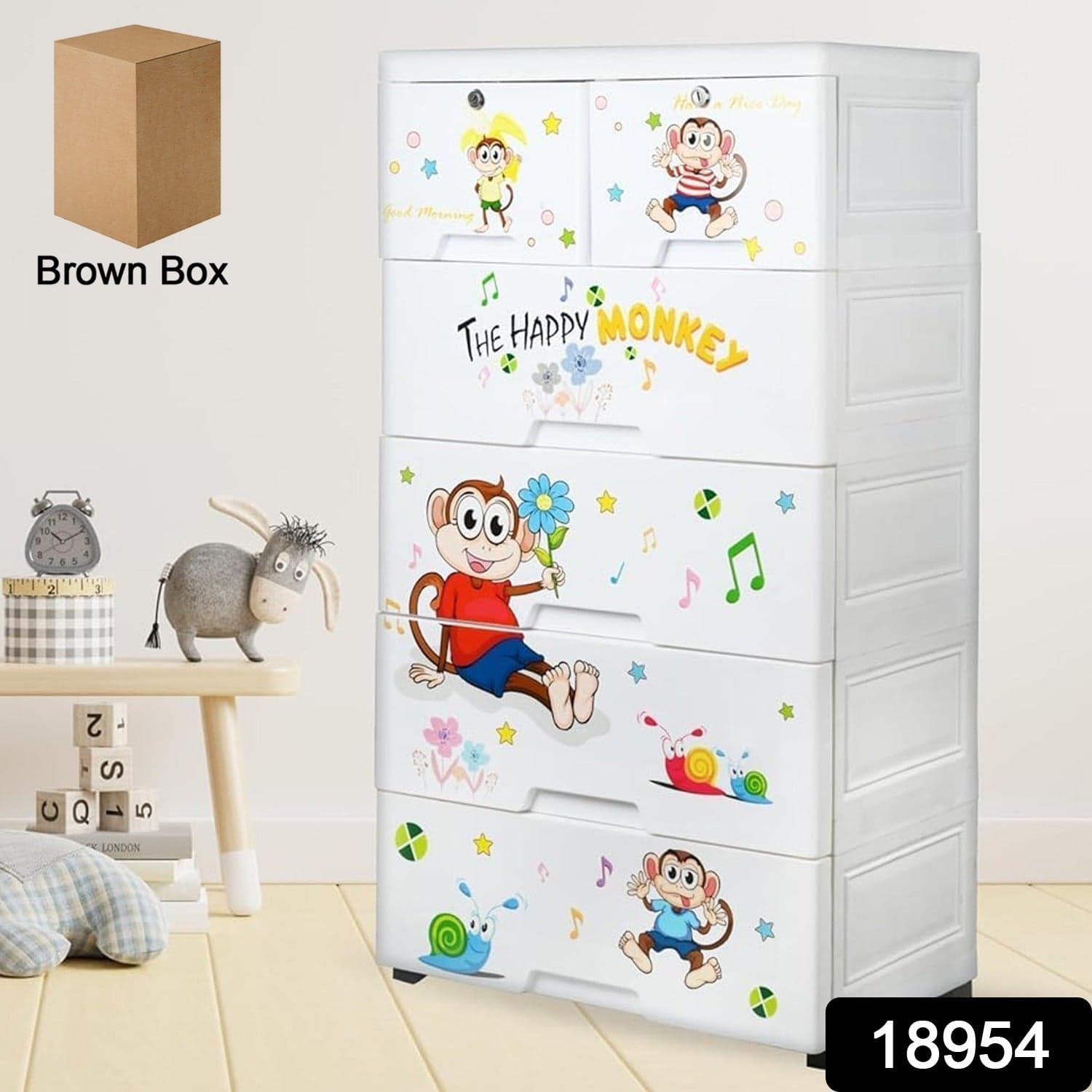 Kid's Plastic Chest of 6 Drawers, Multi-Purpose Storage Organizer/Wardrobe for Kids thumbnail 2