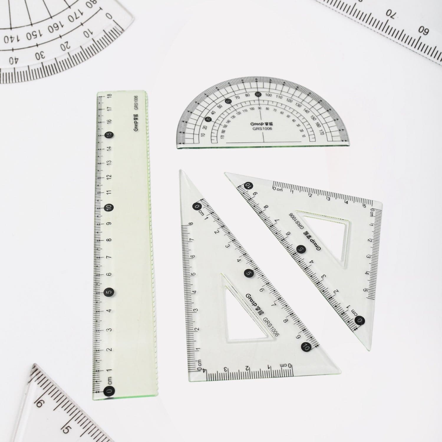 4-Piece Geometry Set, Triangle Ruler Protractor Straight Ruler thumbnail 4
