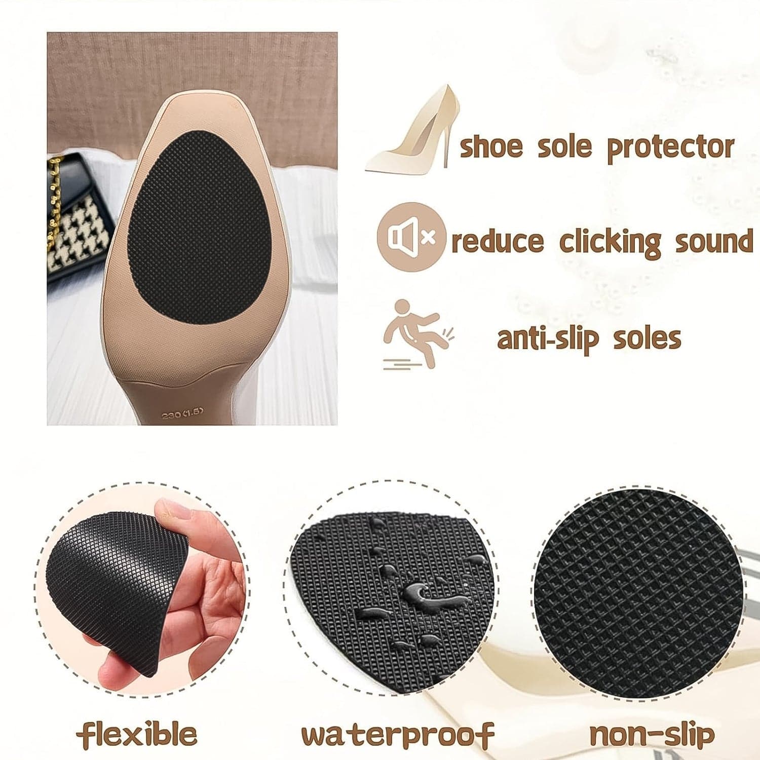 Self Adhesive Anti Slip Grip Sticker For Shoes, Sandals, Heels (1 Pc) thumbnail 6