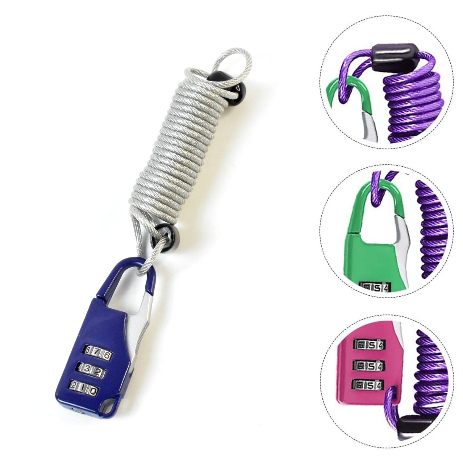 Anti-theft Dial Lock, Padlock, 3-Digit, Built-In Wire (1 Pc) thumbnail 5