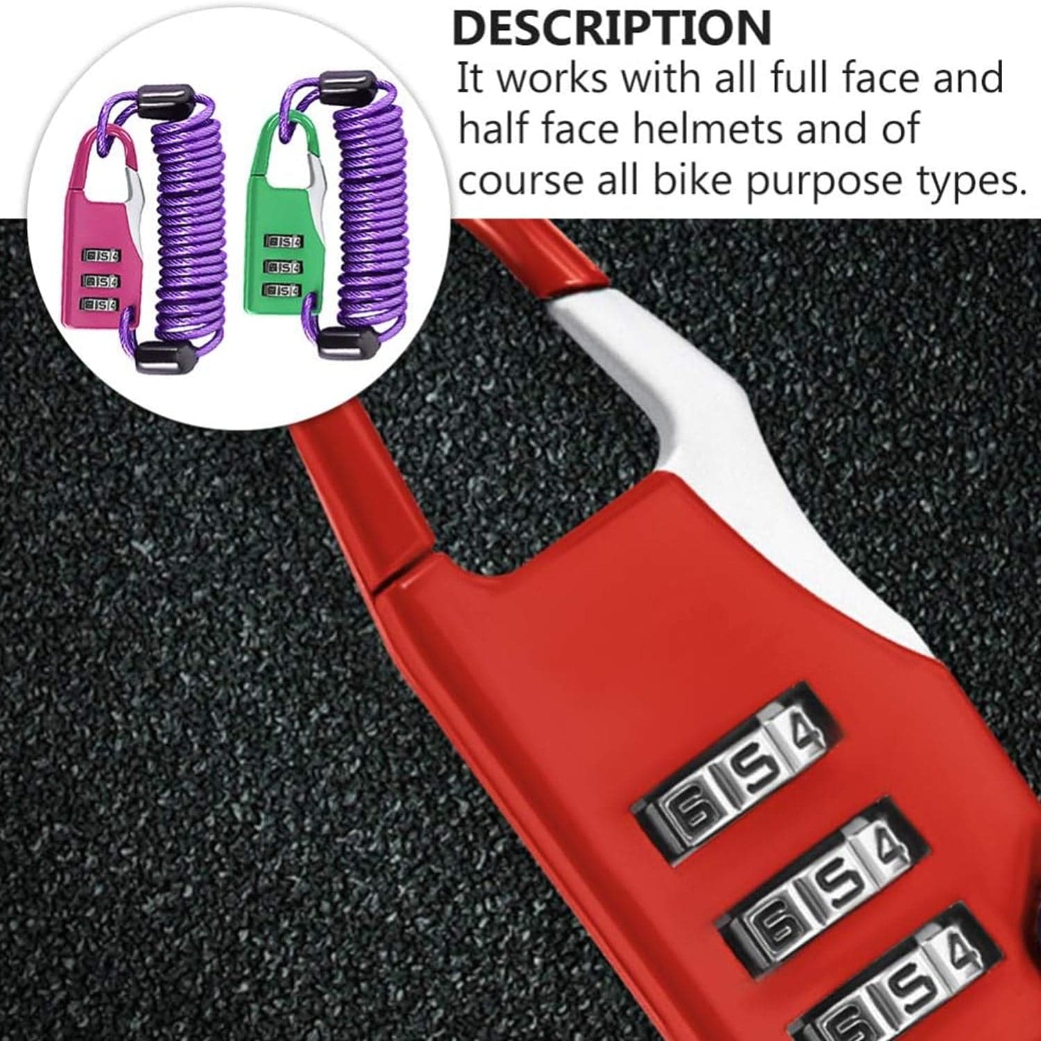 Anti-theft Dial Lock, Padlock, 3-Digit, Built-In Wire (1 Pc) thumbnail 8